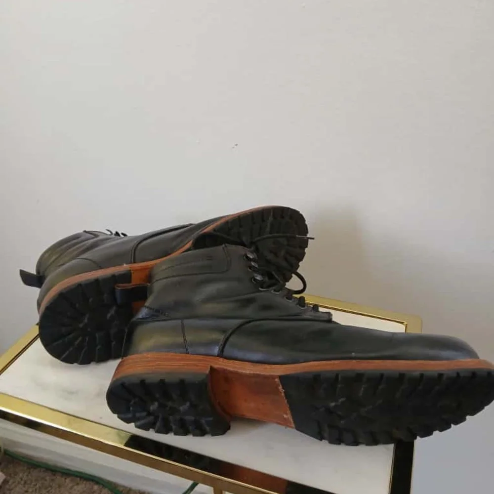 Goodyear Welt All Leather Black Boots with Brown Soles. Size 11.5.